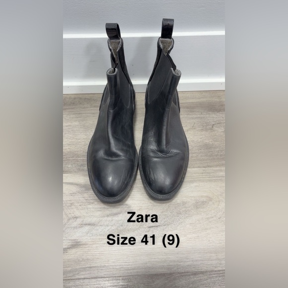 ZARA Black Leather Boots - Picture 1 of 3
